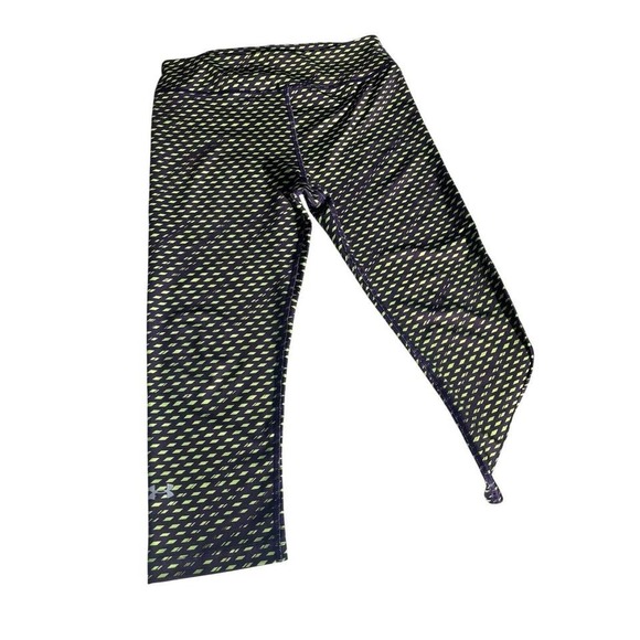 Under Armour HeatGear Compression Leggings Womens Medium Black Green Excellent - Picture 5 of 7